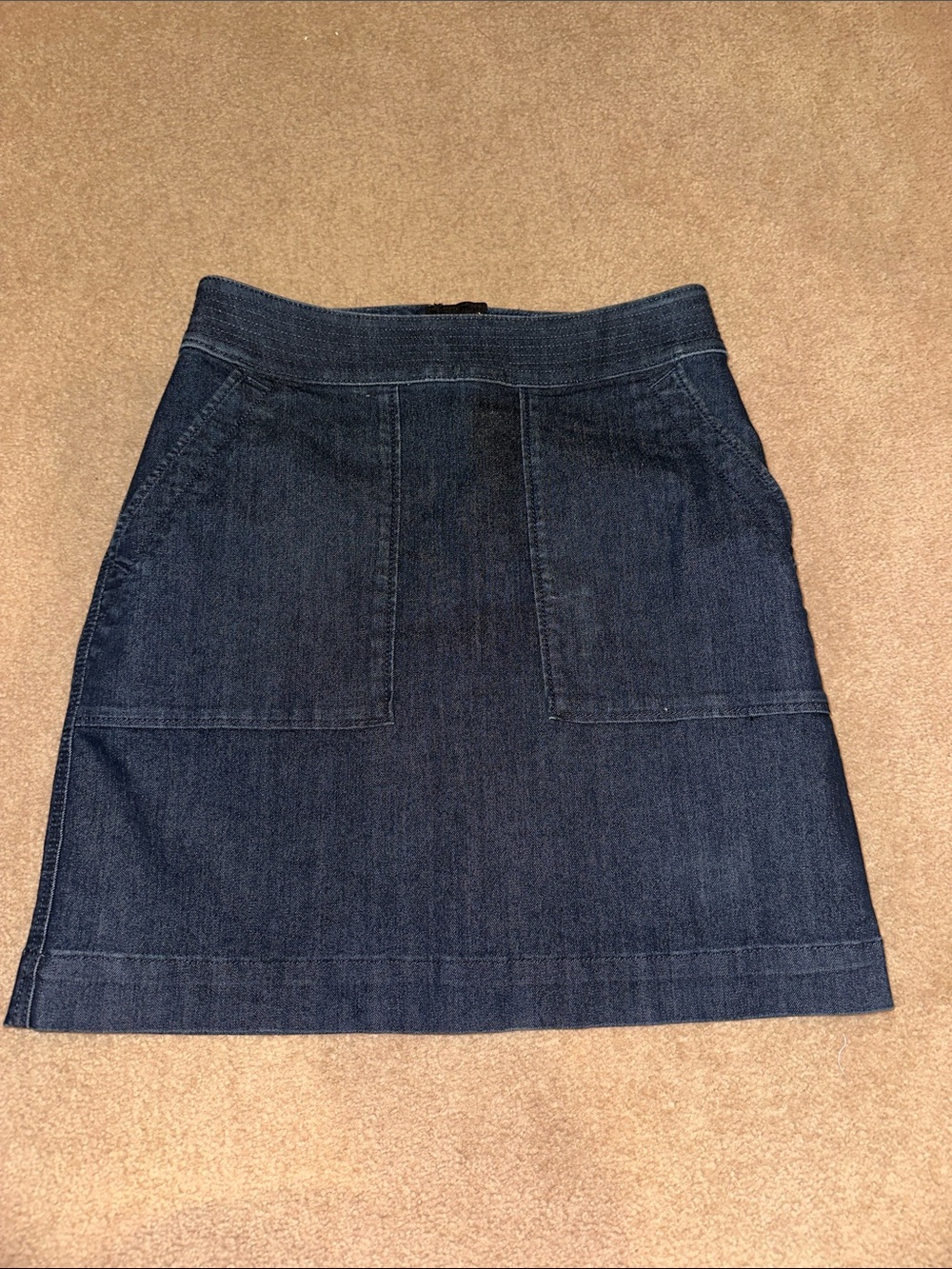 LOFT Dark Indigo Denim Mini Skirt with Front Patch Pockets